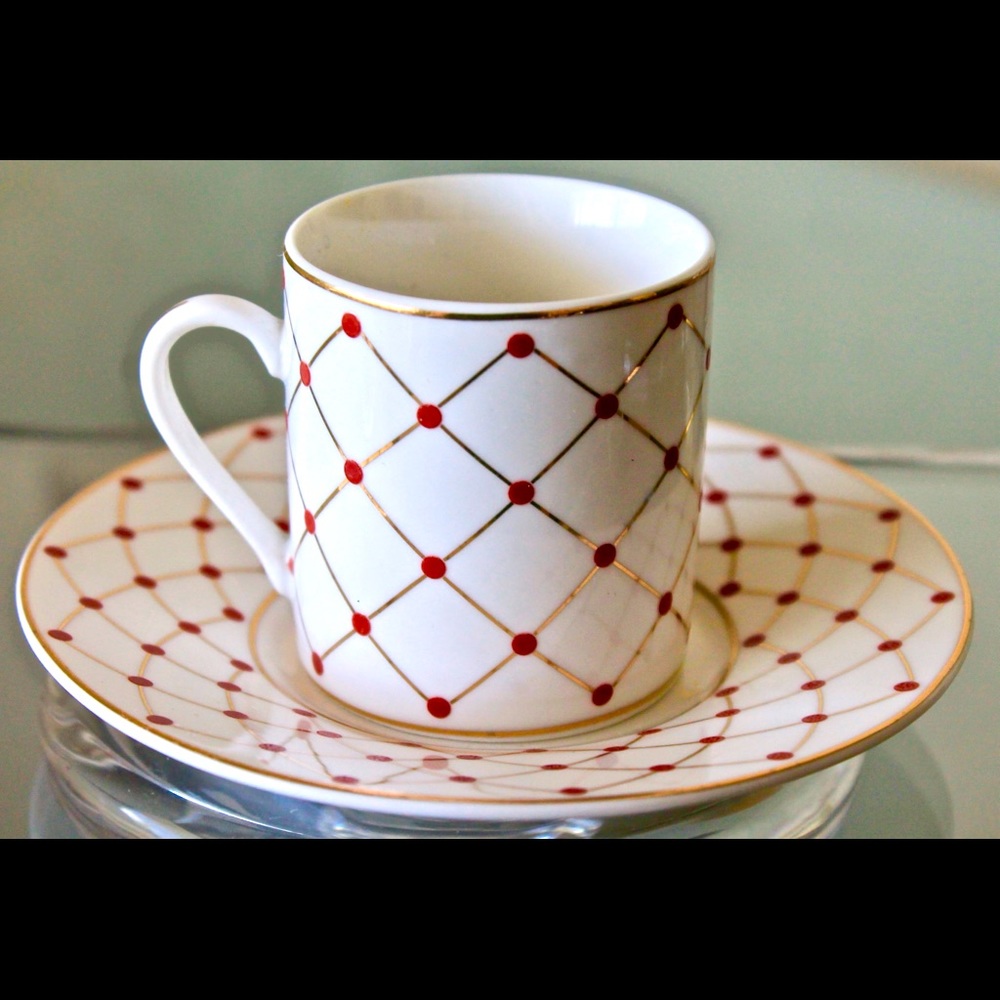 GRACES TEAWARE TRELLIS RED GOLD DEMITASSE CUP